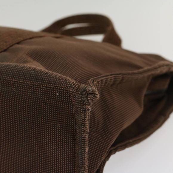 HERMES Her Line MM Hand Bag Canvas Brown Auth bs7825 - Picture 9 of 16